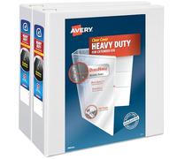 Avery Carpeta resistente de 3 anillos, anillo inclinado de un solo toque de 4 pulgadas, capacidad para papel de 8.5 x 11 pulgadas, 2 carpetas blancas (79875)