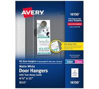 Avery colgador para puerta con tear-away tarjetas, Mate Blanco, 4,25 x 11 pulgadas, pack de 80 (16150)
