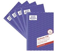 Avery Dennison 1730-5 - Cuaderno de facturas (A5, 5 unidades, 2 hojas por factura, 40 hojas)