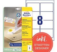 Avery Dennison Etiketten - Paquete de 200 etiquetas despegables (96 x 63.5 mm), blanco