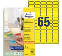 Avery Dennison - Etiquetas (38,1 x 21,2 mm, despegables, aptas para impresión láser, de tina o fotocopiadora), color amarillo