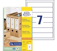 Avery Dennison LR4760-25 - Etiquetas para archivadores (permanentes, 38 x 192 mm, 25 unidades, 100 hojas), color blanco