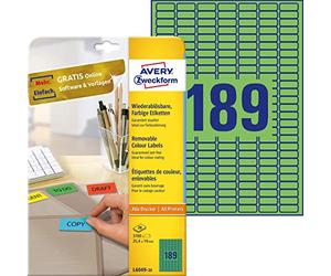 Avery Dennison Zweckform - Paquete de 3780 etiquetas despegables (25.4 x 10 mm), verde