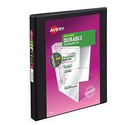 Avery Durable View Binder, 0.5" inclinado anillas, DuraHinge, 12 carpetas negras (17001)