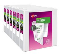 Avery Durable View - Carpeta de 3 anillos, anillos inclinados de 4 pulgadas, 6 carpetas blancas (09801)