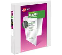 Avery Durable View - Carpeta de 3 anillos para el hogar, suministros escolares, oficina u organización, anillo inclinado de 1 pulgada, 1 paquete de carpeta blanca (17012)