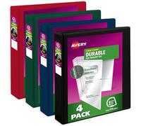 Avery Durable View - Carpetas de 3 anillos, anillos inclinados de 1.5 pulgadas, capacidad de 375 hojas, DuraHinge, lomo de 2.1 pulgadas de ancho, cubiertas transparentes personalizables y lomo,