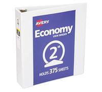 Avery Economy View 05780 - Carpeta de anillas redondas de 2 pulgadas, 1 carpeta blanca (05780)