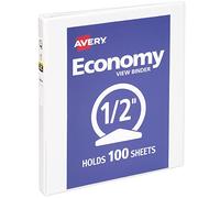 Avery Economy View - Carpeta de 3 anillas redondas de 1/2 pulgada, 1 carpeta blanca (05706)