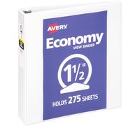 Avery Economy View - Carpeta de 3 anillos, anillos redondos de 1.5 pulgadas, 1 carpeta blanca (05726)