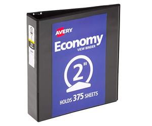 Avery Economy View - Carpeta de 3 anillos, anillos redondos de 2 pulgadas, 1 carpeta negra (05730)