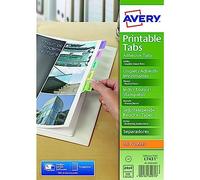 Avery España 05412501- Índicescaja adhesivos reposicionables y de colores surtidos, 96 pestañas de polipropileno imprimible en las dos caras