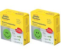 Avery España 3858- Adhesivos gratificación en rollo d.19mm, smile verde sonriente, adhesivo permanente, 250 etiquetas por rollo (Paquete de 2)