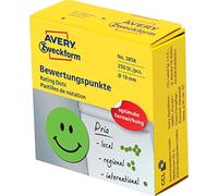 Etiqueta adhesiva avery smile verde sonriente 19 mm rollo de 250 unidades