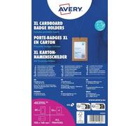 Avery España 4839XL - 50 porta credenciales de cartón gran formato A6, 52 encartes en papel certificado FSC®, incluidos imprimibles con láser e inkjet