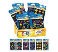 Avery España 48616- Surtidos Pegatinas adhesivas neón 6 diferentes fantasías, total 60 pegatinas en expositor de cartón