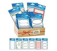 Avery España 48683 Surtido 60 Pegatinas Adhesivas para Tarros y Frascos, 6 Diferentes Fantasías, Total 60 Pegatinas en Expositor de Cartón