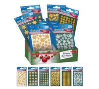 Avery España 52937 - Surtido mini estrellas adhesivas brillantes de navidad, 6 referencias, total 60 pegatinas