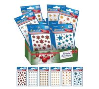 Avery España 52938 - Surtido estrellas adhesivas en lámina brillante Navideñas, 6 referencias, total 60 pegatinas