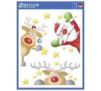 Avery España 52953- decoraciones navideña para ventana, reposicionables, pegatinas de Papá Noel, renos de papel de aluminio, brillante.1 hoja 3 pegatinas