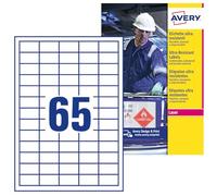 Avery España B7651-50 - Etiquetas blancas resistentes al agua, imprimibles 38x21mm Caja de 3250 etiquetas