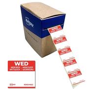 Avery España DLSWEDREV-1000 Etiquetas de Papel para Trazabilidad Alimentaria Diaria, Miércoles, 25x25 mm, Adhesivo Removible, Rollo de 1.000 Etiquetas