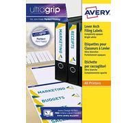 Avery España Etiqueta adhesiva Avery España permanente blanca 38x192 mm para lomo archivador laser caja de 175 unidades