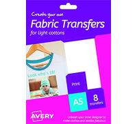 AVERY España HTT01 - Papel transfer para tejidos claros, 8 hojas, color blanco