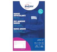 Avery España J4785-15 - tarjetas identificativas adhesivas, 15 hojas A4, rectangulares 80x50mm, 10 tarjetas por hoja, extraíbles, para impresoras inkjet
