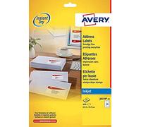 Avery España J8159-25 - Etiquetas adhesivas blancas para envíos,para inkjet 63.5x33.9mm, Caja de 600 etiquetas