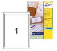 Avery España J8167-25 - Etiquetas blancas adhesivas para impresora inkjet,199.6x289.1mm, Cajaj de 25 hojas