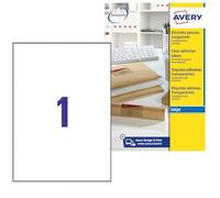 Avery España J8567-25 - Pack de 25 folios de etiquetas transparentes, 210 x 297 mm, transparente