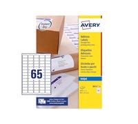 Avery España J8651-25.Etiquetas adhesivas blnacas de pepel-138,1x21,2mm, Caja de 1625 mini etiquetas,