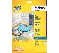 Avery España J8676-25 - Etiquetas adhesivas para CD, inkjet (50 etiquetas mate, 117 mm) Caja de 25 hj
