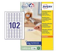 Avery España L3410REV-25 - Etiquetas adhesivas blancas removible para precios, 26x16mm, caja de 2550 etiquetas