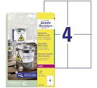 Avery España L4719-20 - Etiquetas adhesivas resistentes al agua(80 etiquetas en poliéster para seguridad, 105x148mm, para láser) Caja de 20 hj