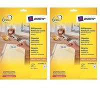 Avery España L4737REV-25 -Etiquetas adhesivas despegables (675 etiquetas removibles,63.5x29.6 mm) Caja de 25hj (Paquete de 2)
