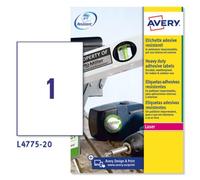 Avery Etiqueta Adhesiva Poliéster Blanco 210 X 297 mm Láser Pack de 20 Unidades