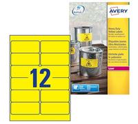 Avery España L6107-20.Etiquetas amarillo fluorescentes resistentes (240 etiquetas 99,1x139mm) caja de 20 hojas.