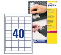 Avery España L6145-20 - Etiquetas adhesivas de seguridad no despegables,(800 etiquetas que no se pueden remover,45.7x25.4mm,) Caja de 20 hj