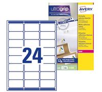 Avery España L7159-100-Etiquetas adhesivas blancas ideales para para envios paquetes, imprimibles, medida 63.5x33.9mm, Caja de 2400