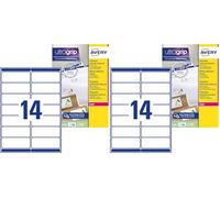 Avery España L7163-15 - Etiquetas adhesivas blancas ideales para para envios paquetes, imprimibles, medida 99,1x38mm, Caja de 210 etiquetas (Paquete de 2)