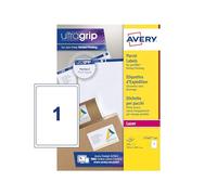 Avery España L7167-100 -Etiquetas adhesivas blancas ideales para para envios paquetes, imprimibles, medida 199,6x289,1mm, Cajaj de 100 etiquetas