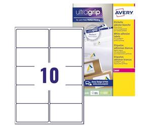 Avery España L7173-15 Etiquetas adhesivas papel blanco, 15 hojas A4, rectangulares 99,1x57mm, 10 etiquetas por hoja, adhesivo permanente, impresoras láser