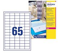 Avery Etiquetas adhesivas L7551-25 transparentes 38,1 x 21,2 mm Caja 1625 etiquetas