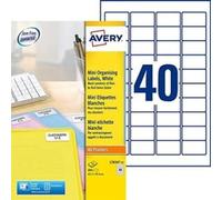 Avery España L7654-15.Caja de 600 mini etiquetas blancas 45.7x25.4mm en A4,Láser