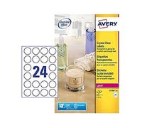 Avery España L7780-25. Etiquetas transparentes brillantes redonda,40mm, Cajaj de