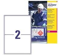Avery España L7916-10 - Etiquetas resistentes blancas el polietileno flexibles, 210x 48 mm, Caja de 20 etiquetas