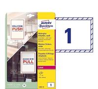 Avery España L9002-10- Pegatinas para ventana imprimibles doble cara en papel blanco, 210x148mm, impresora láser, Caja de 10 pegatinas