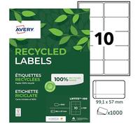 Avery España LR7173-100 Etiquetas adhesivas A4 blancas recicladas -1000 etiquetas, 99,1x57mm, caja 100 hojas
